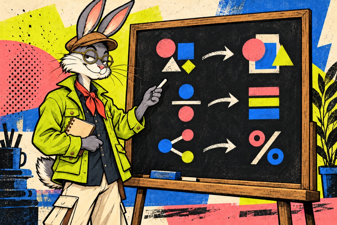 John Doe’s rabbit mascot explaining odds conversions on a chalkboard